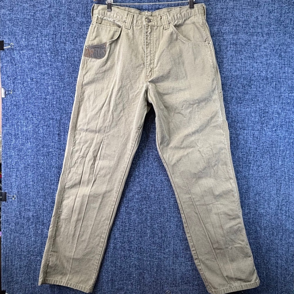 Riggs Work Wear Carpenter Pants Mens 34x30 Olive Green Cotton Relaxed Utility